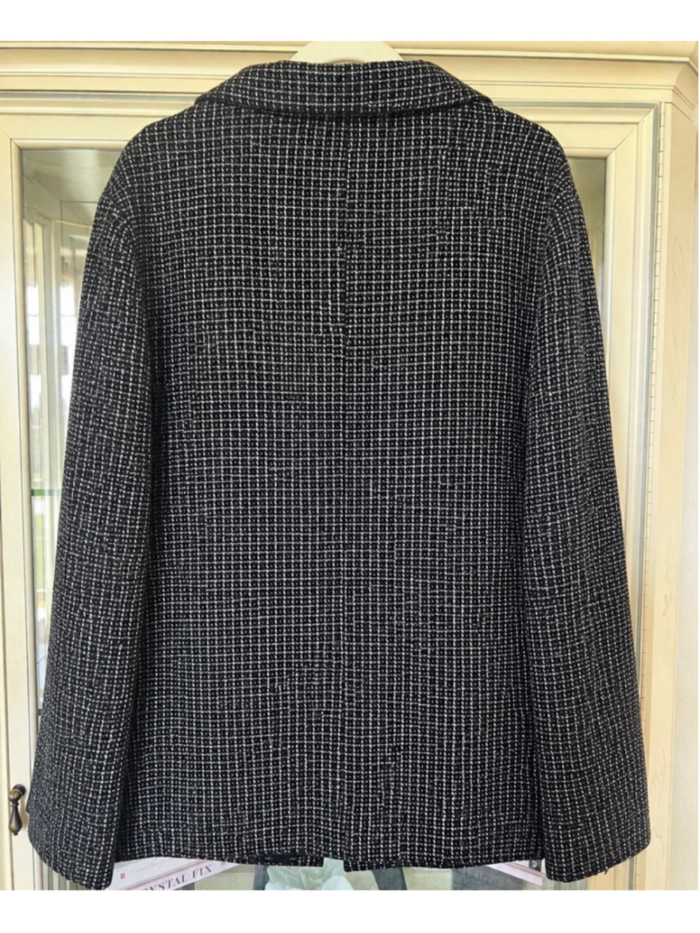 Women's Frittelli & Lockwood Blazer Jacket Size L Navy White Plaid - Picture 4 of 5